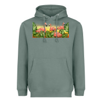 Sage flamingos with sunset Heavyweight Hoodie - TumblerDesignByShophia