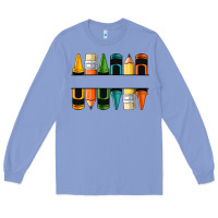 Colony Blue custom crayons with pencil Long Sleeve Tee - NancyCooperArtShop