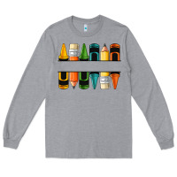 Heather Grey custom crayons with pencil Long Sleeve Tee - NancyCooperArtShop
