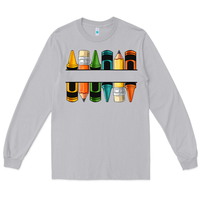 Custom Crayons With Pencil Long Sleeve Tee by NancyCooperArtShop | Teevron