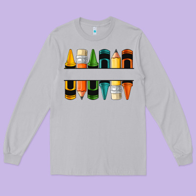 Custom Crayons With Pencil Long Sleeve Tee Designed By Nancycooperartshop