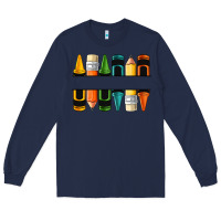 Navy custom crayons with pencil Long Sleeve Tee - NancyCooperArtShop