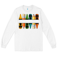 White custom crayons with pencil Long Sleeve Tee - NancyCooperArtShop