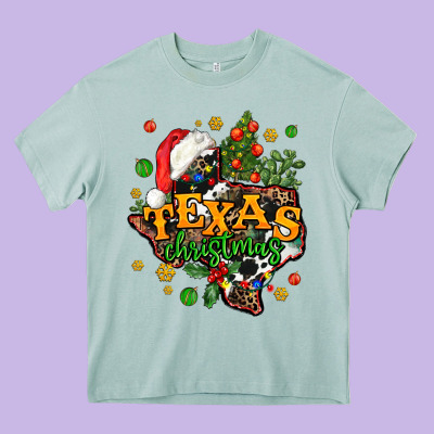 Texas Christmas Heavy Core Tee Designed By Adodesignshop