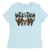 Baby Blue western mom Ladies Tee - CowhideDigitalArt