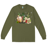 Army Green christmas coffee and book Long Sleeve Tee - MaliasSmallBusiness