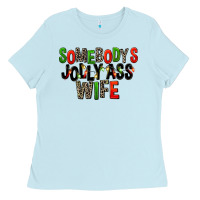 Baby Blue Somebody's Jolly Ass Wife Ladies Tee - FaDigitalArtStudio