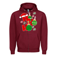 Burgundy Christmas Ho Ho Ho Zipper Hoodie - Bettercallsaul