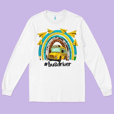 Bus Driver Rainbow Long Sleeve Tee Designed By Nancycooperartshop