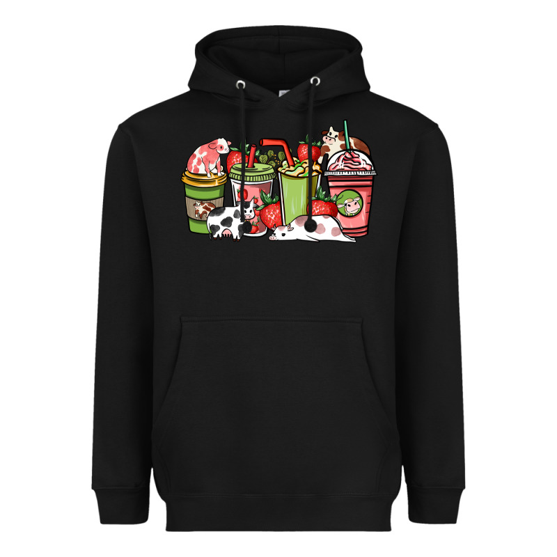 Cow And Strawberry Coffee Cups Heavyweight Hoodie by HowdyJamesFarm | Teevron