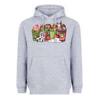 Heather Grey Cow and strawberry coffee cups Heavyweight Hoodie - HowdyJamesFarm