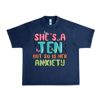 Navy she's a ten but so is her anxiety Urban Heavy Tee - MaliasSmallBusiness