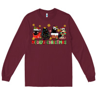 Burgundy meowy christmas cats Long Sleeve Tee - MaliasSmallBusiness