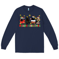 Navy meowy christmas cats Long Sleeve Tee - MaliasSmallBusiness