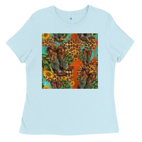Baby Blue western boots and sunflowers seamless pattern Ladies Tee - HRA Design Shop