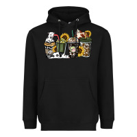 Black Cowhide coffee cups Heavyweight Hoodie - HowdyJamesFarm