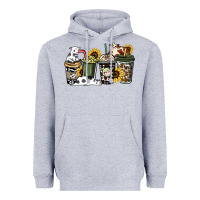 Heather Grey Cowhide coffee cups Heavyweight Hoodie - HowdyJamesFarm