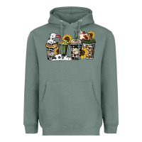 Sage Cowhide coffee cups Heavyweight Hoodie - HowdyJamesFarm