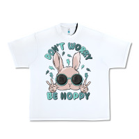 White don't worry be hoppy Urban Heavy Tee - MaliasSmallBusiness