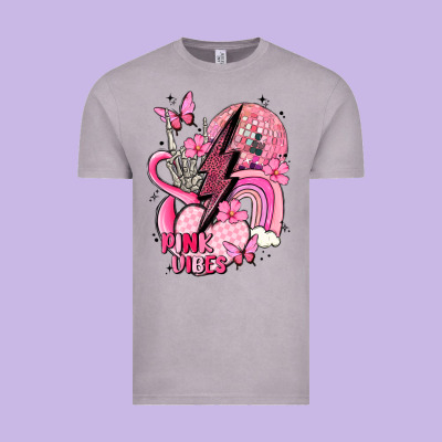 Pink Vibes Vintage Tee Designed By Maliassmallbusiness
