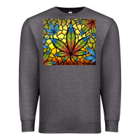 Charcoal Heather stained glass weed Premium Sweatshirt - TumblerDesignByShophia