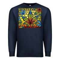 Navy stained glass weed Premium Sweatshirt - TumblerDesignByShophia