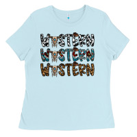 Baby Blue western western western Ladies Tee - CowhideDigitalArt