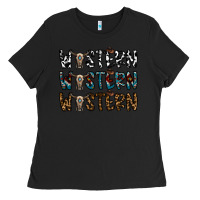 Black western western western Ladies Tee - CowhideDigitalArt