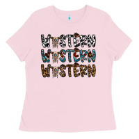 Bubblegum Pink western western western Ladies Tee - CowhideDigitalArt