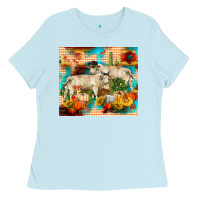 Baby Blue fall charolais bulls Ladies Tee - RanaPortraitStore