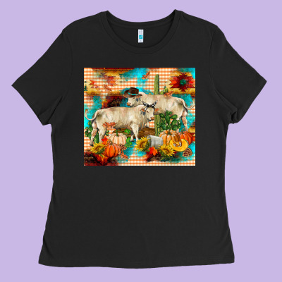 Fall Charolais Bulls Ladies Tee Designed By Ranaportraitstore
