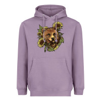 Lavender Bear head sunflower Heavyweight Hoodie - HowdyJamesFarm