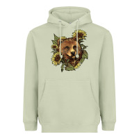 Matcha Bear head sunflower Heavyweight Hoodie - HowdyJamesFarm