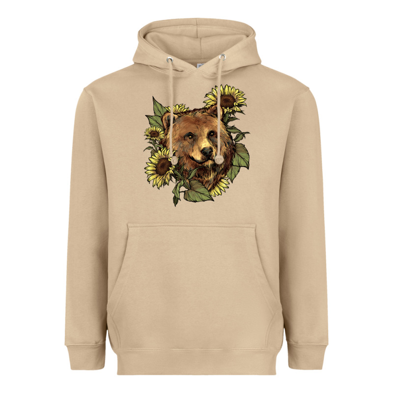 Bear Head Sunflower Heavyweight Hoodie by HowdyJamesFarm | Teevron
