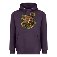 Plum Bear head sunflower Heavyweight Hoodie - HowdyJamesFarm