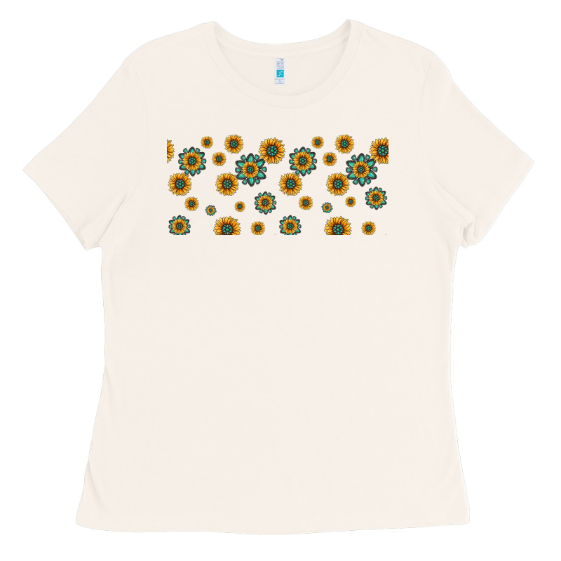Sunflowers And Turquoise 16oz Libbey Glass Ladies Tee by HRA Design Shop | Teevron