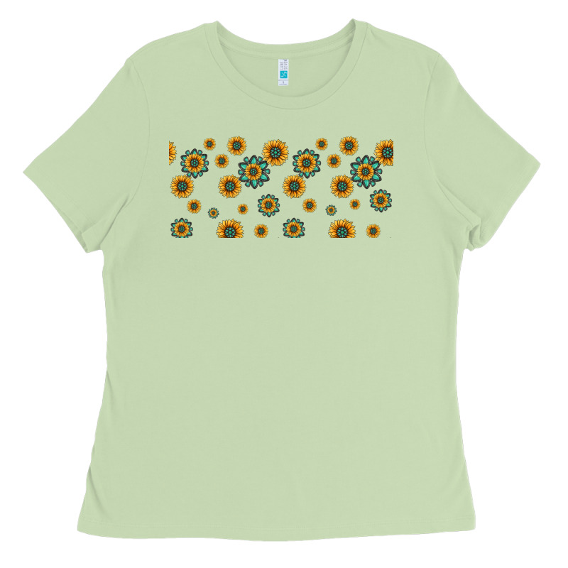 Sunflowers And Turquoise 16oz Libbey Glass Ladies Tee by HRA Design Shop | Teevron