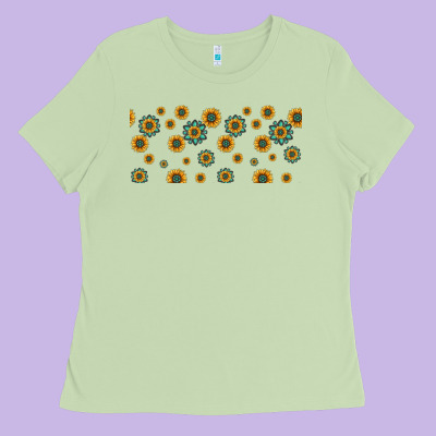 Sunflowers And Turquoise 16oz Libbey Glass Ladies Tee Designed By Hra Design Shop