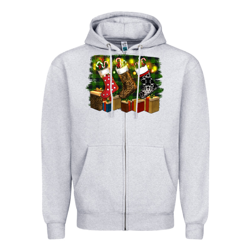Christmas Santa Socks Zipper Hoodie by RanaPortraitStore | Teevron
