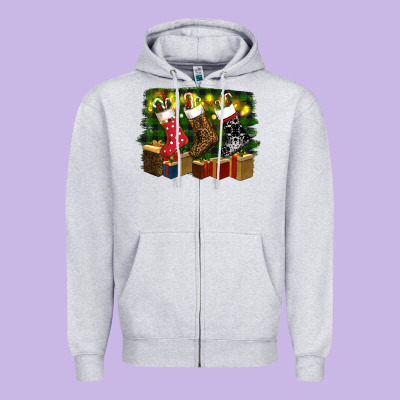 Christmas Santa Socks Zipper Hoodie Designed By Ranaportraitstore