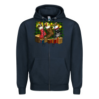 Navy Christmas Santa Socks Zipper Hoodie - RanaPortraitStore
