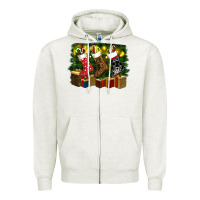 Oatmeal Heather Christmas Santa Socks Zipper Hoodie - RanaPortraitStore