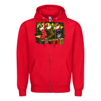 Red Christmas Santa Socks Zipper Hoodie - RanaPortraitStore