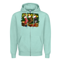 Seafoam Christmas Santa Socks Zipper Hoodie - RanaPortraitStore