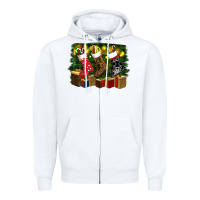 White Christmas Santa Socks Zipper Hoodie - RanaPortraitStore