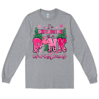 Heather Grey i'm dreaming of a pink christmas flamingo Long Sleeve Tee - MaliasSmallBusiness