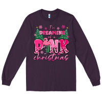 Plum i'm dreaming of a pink christmas flamingo Long Sleeve Tee - MaliasSmallBusiness