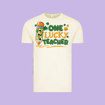 One Lucky Teacher Vintage Tee Designed By Maliassmallbusiness