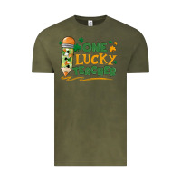 Vintage Olive one lucky teacher Vintage Tee - MaliasSmallBusiness