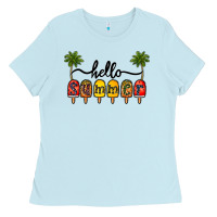 Baby Blue 1hello summer Ladies Tee - CowhideDigitalArt